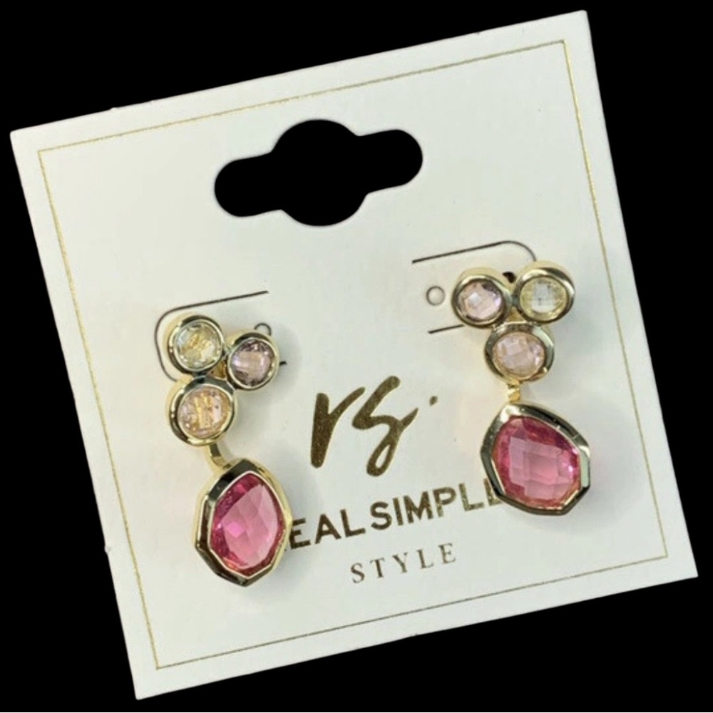 Real Simple Pink and Gold Drop Earrings